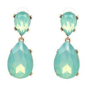 Seafoam Green Rhinestone Dangle Earrings